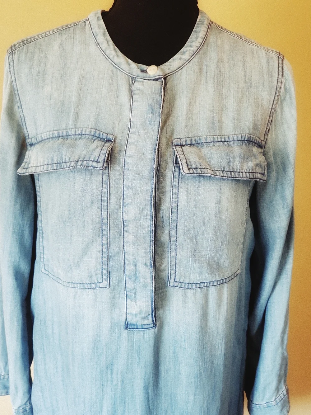 Light Wash Denim Tunic Shirt Dress